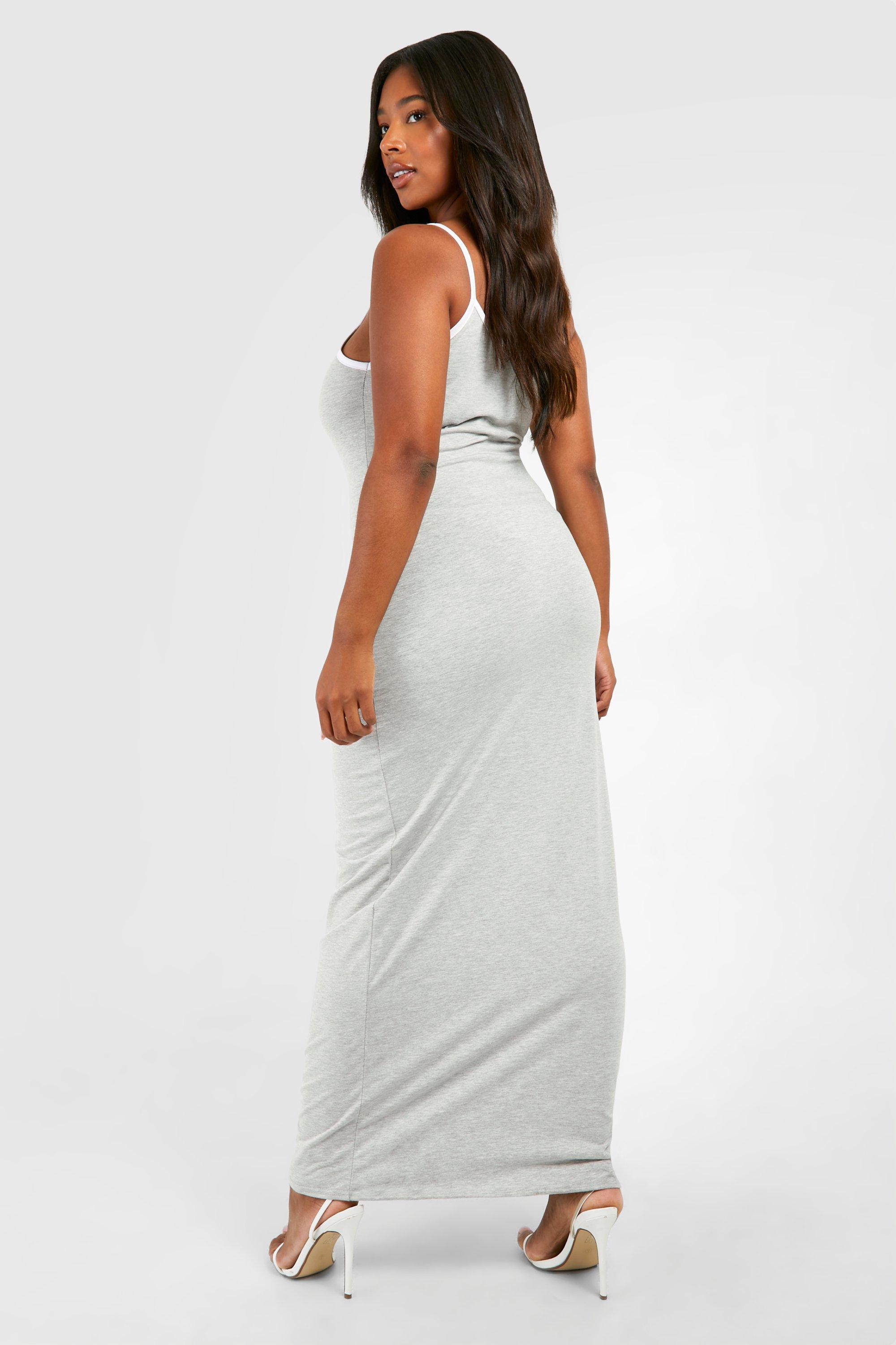 Grande taille Robe longue en coton a empiecement contrastant